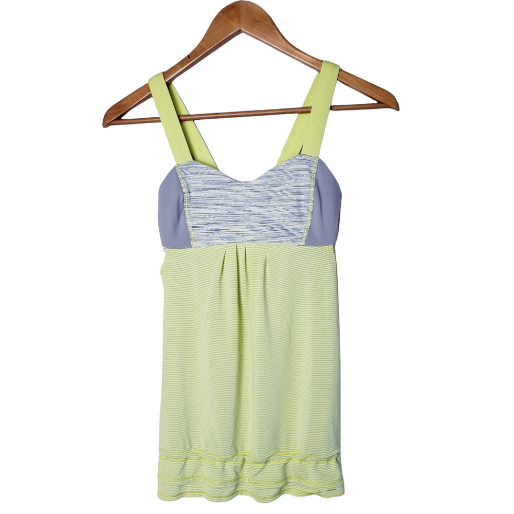 Lululemon Run Sz 4 Back On Track Tank Top Built-in Bra‎ Loose Fit Clarity Yellow